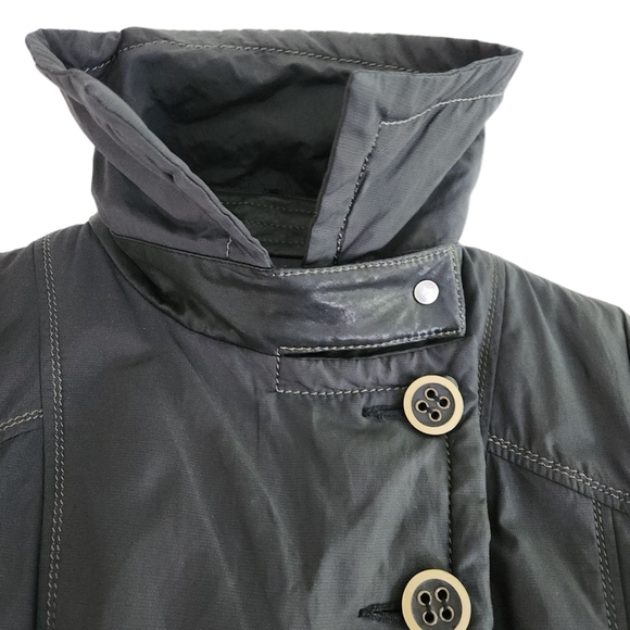 DANIER Black Belted Jacket with Leather Accents & rabbit Fur Lining - Size small - Picture 4 of 15